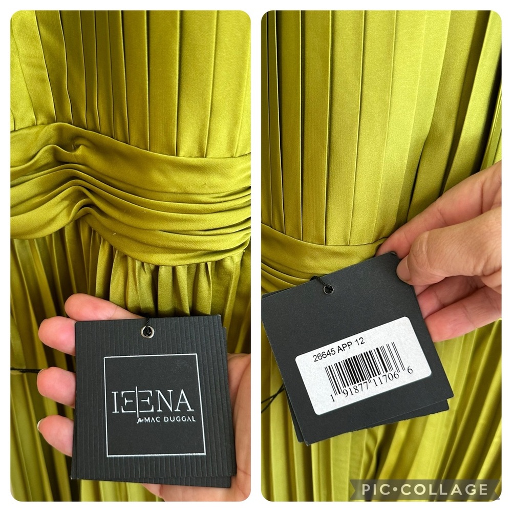 Mac Duggal Pleated High Neck Sleeveless Mini Dress Chartreuse Green Size 12 NWT - Picture 12 of 17
